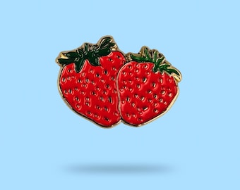 Strawberry Soft Enamel Pin, Cute Fruit Lapel Pin, Kawaii Berry Brooch, Cottagecore Pin Badge, Backpack Jacket Hat Accessory, Gift for Her