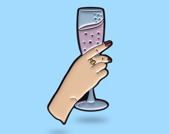 Prosecco pin - Champaign pin - glass of wine pin - party time