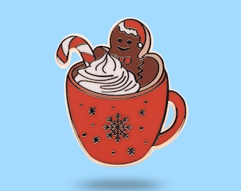 Hot Chocolate pin - Gingerbread pin - Christmas decoration - Christmas gift - Christmas pin