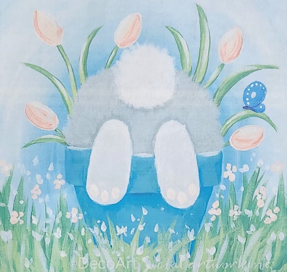 Shy Bunny - Pack of 10 Pre-Sketched Canvases with easels! 8x10 canvas size