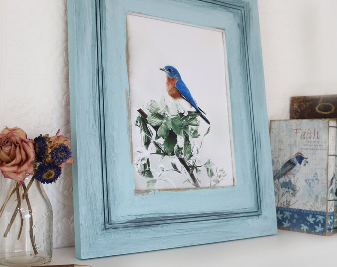 Framed Bluebird Canvas Art | Blue Bird Decor for Walls | Bluebird Print | Farmhouse and French Country Decor with Birds | Bluebird Picture