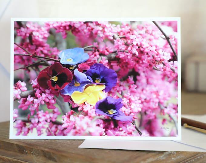 Purple Flowering Tree Stationery Set | Redbud Tree Notecards with Envelopes | All Occasion Blank Cards with Tree Blossoms