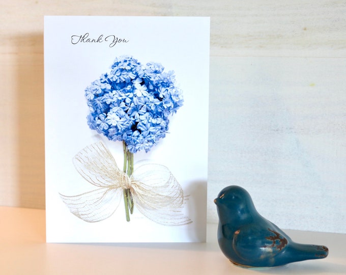 Blue Bouquet Flower Thank You Card Set with Envelopes by La Pea Patch