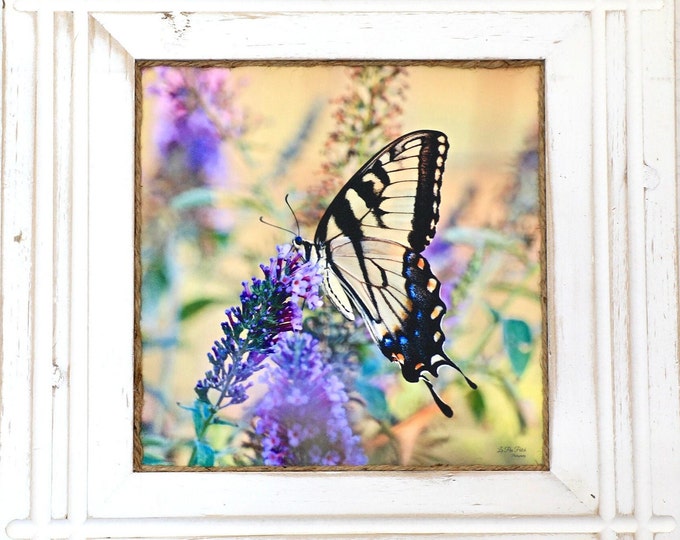 Framed Butterfly Art | Yellow Tiger Swallowtail Butterfly on Canvas | Wall Decor with Butterflies | Gift for Butterfly Lovers