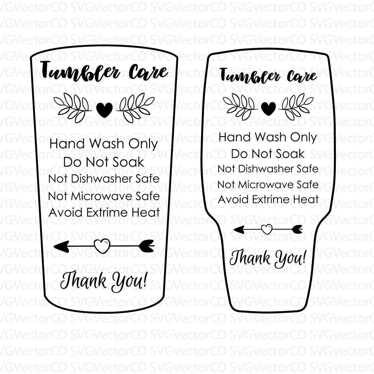 Tumbler Care Cards Svg Tumbler Care Card Png Tumbler Care Etsy