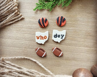 Bengals Who Dey Earrings Stud Pack