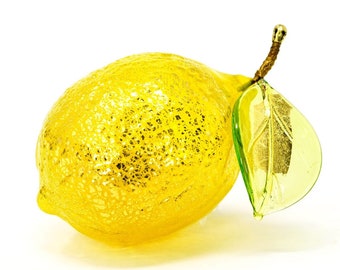 Murano Glass Lemon Figurine, Hand Blown in Italy