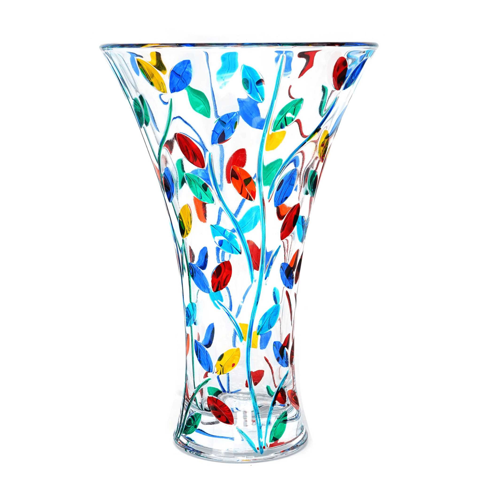 Flowervine Tall Drink Glasses, Set of 2, Hand-Painted Italian Crystal