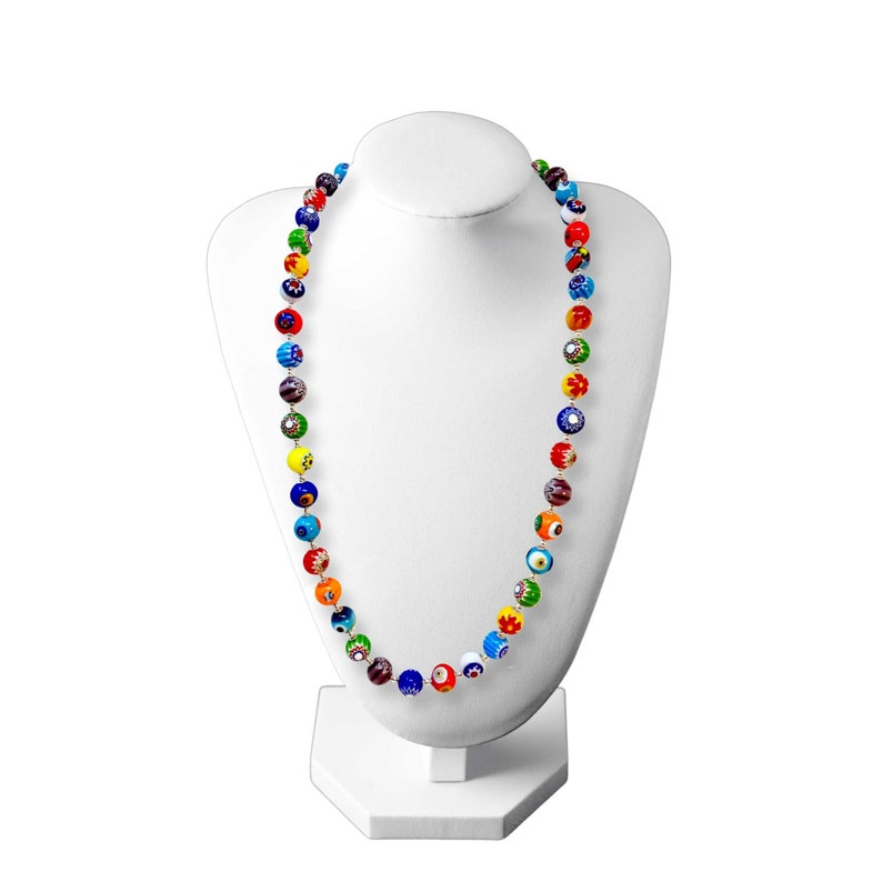 Murano Glass Millefiori Beaded Necklace, Choose your size, Made in Italy
