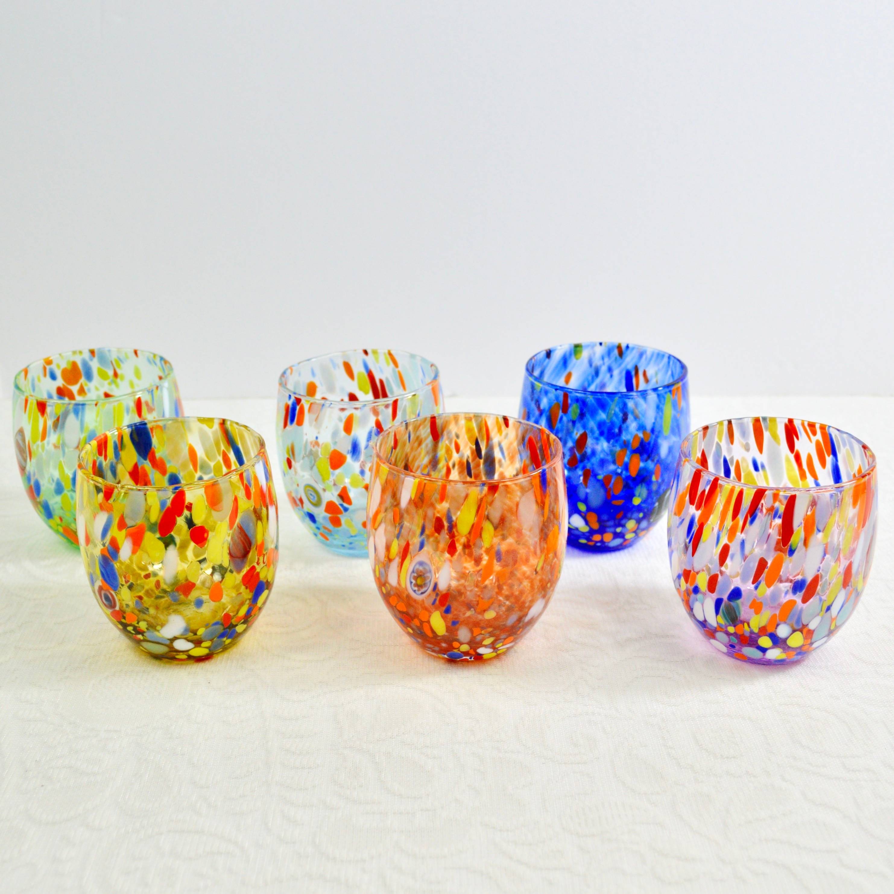 Murano-style Confetti Indented Drinking Glasses Set of 6 