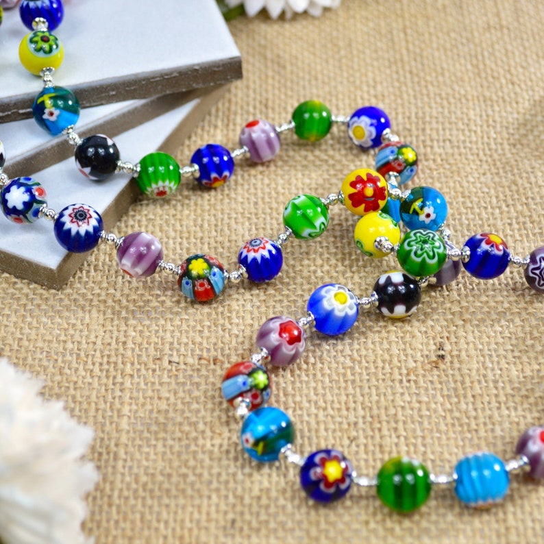 Authentic Murano Glass Millefiori Bead Necklace-Hand Made in Italy - My Italian Decor