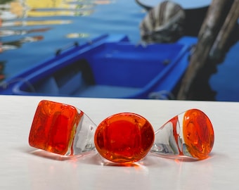 Murano Glass Ring, Statement Ring, Orange Glass Ring,  Gift Idea