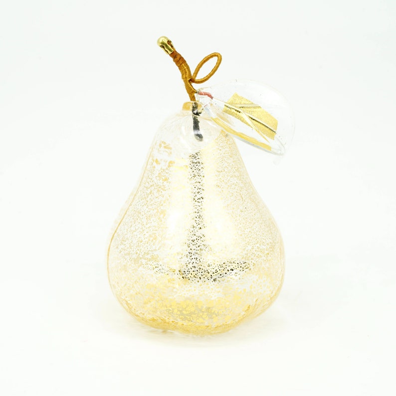 Murano Glass geblasene Birne mit Goldfolie, Ornament, Made in Italy, Geschenkidee Crystal