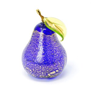 Murano Glass geblasene Birne mit Goldfolie, Ornament, Made in Italy, Geschenkidee Cobalt