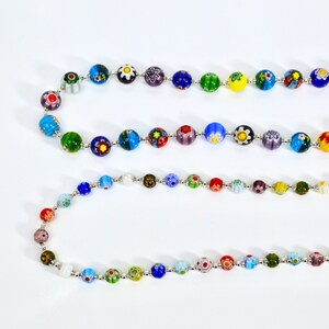 Murano Glass Millefiori Beaded Necklace, Choose your size, Made in Italy