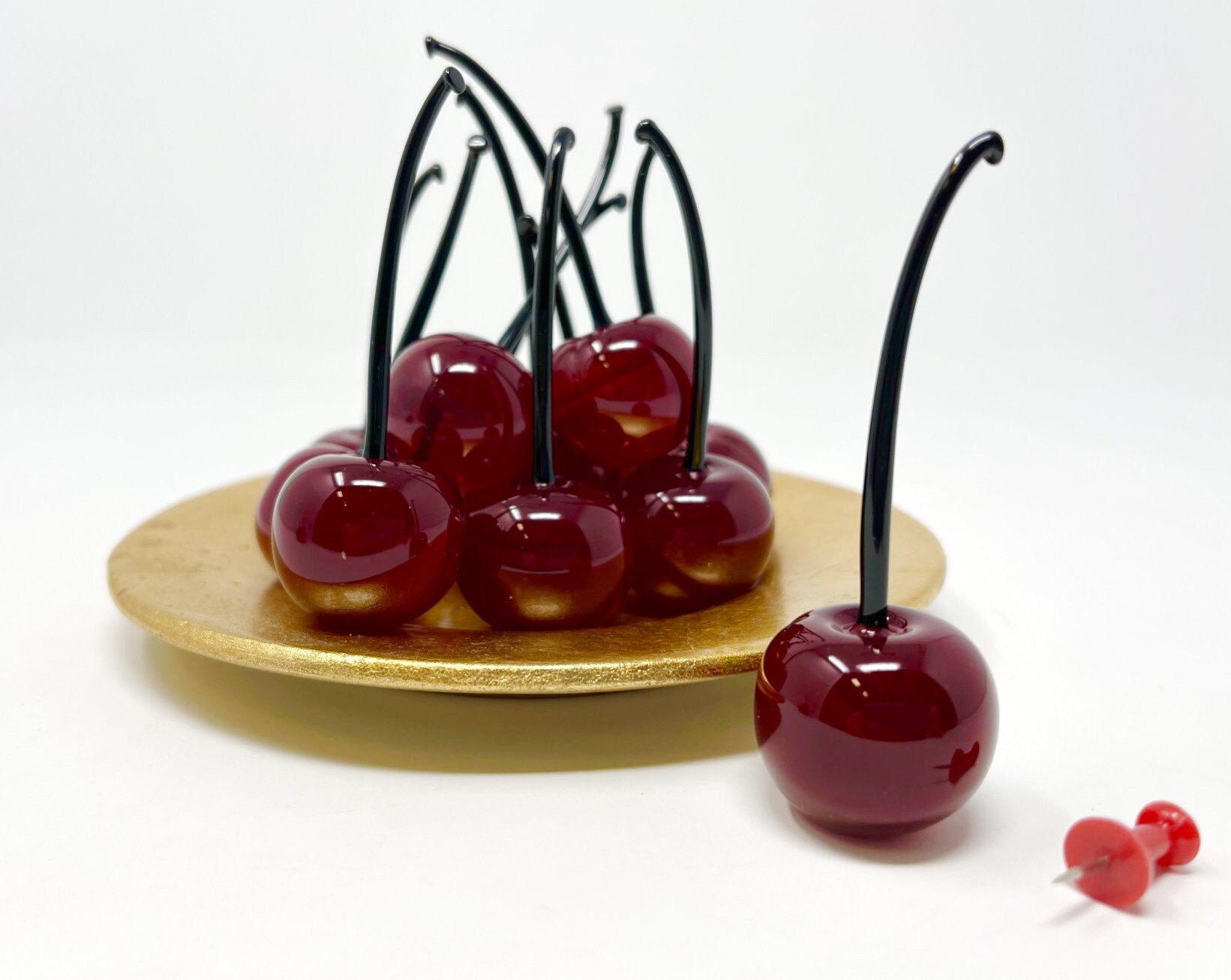 Murano Glass Cherries Handmade Decorative Glass Art Black Etsy
