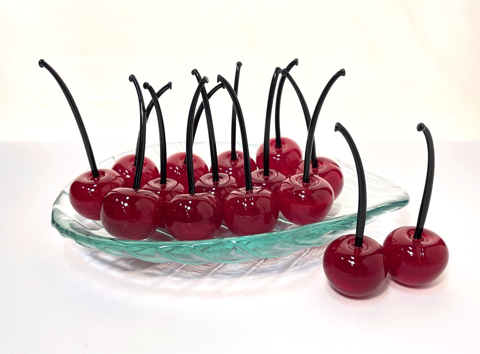 Murano Glass Cherries Handmade Decorative Glass Art Black Etsy