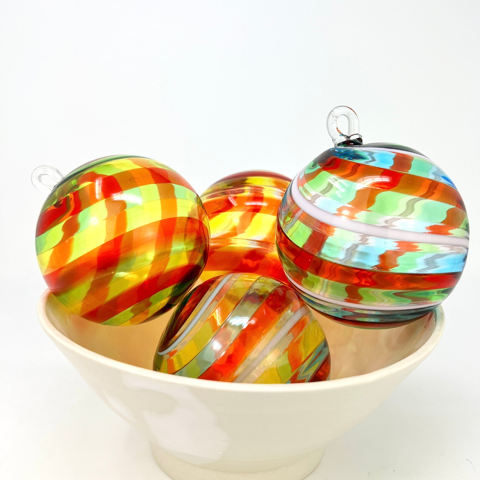Murano Glass Christmas Ornament Round Harlequin Made in Etsy