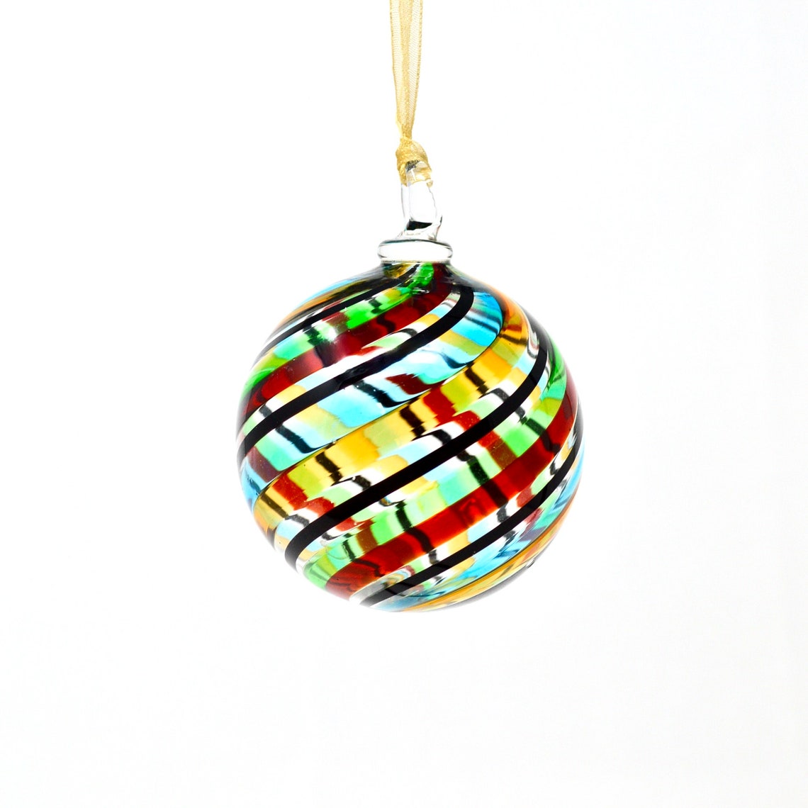 Murano Glass Christmas Ornament Medium Round Filigrana Made Etsy