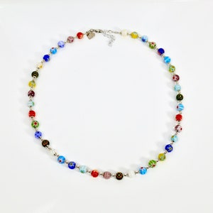 Murano Glass Millefiori Beaded Necklace, Choose your size, Made in Italy