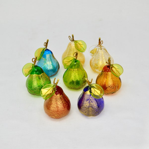 Murano Glass Blown Pear with Gold Foil, Ornament, Made In Italy, Gift Idea