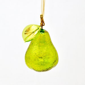 Murano Glass geblasene Birne mit Goldfolie, Ornament, Made in Italy, Geschenkidee Light Green