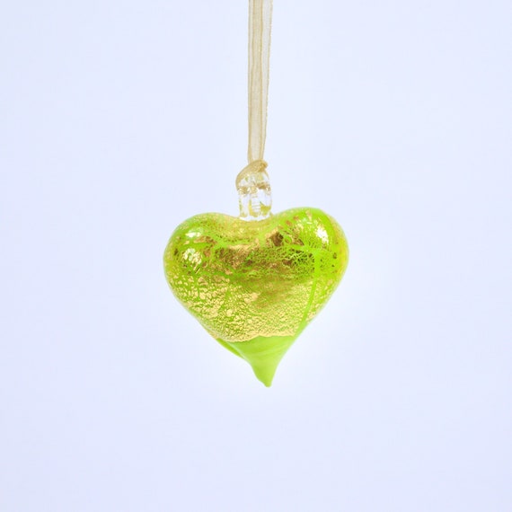 Murano Glass Heart Hanging Ornament, Multiple Colors