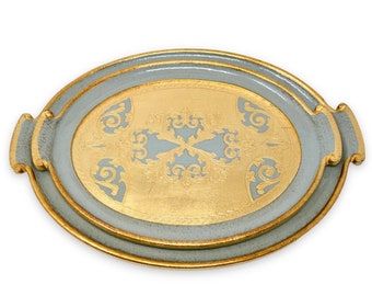 Florentine Carved Gilded Wood, Oval, Grey-Green, Small or Large