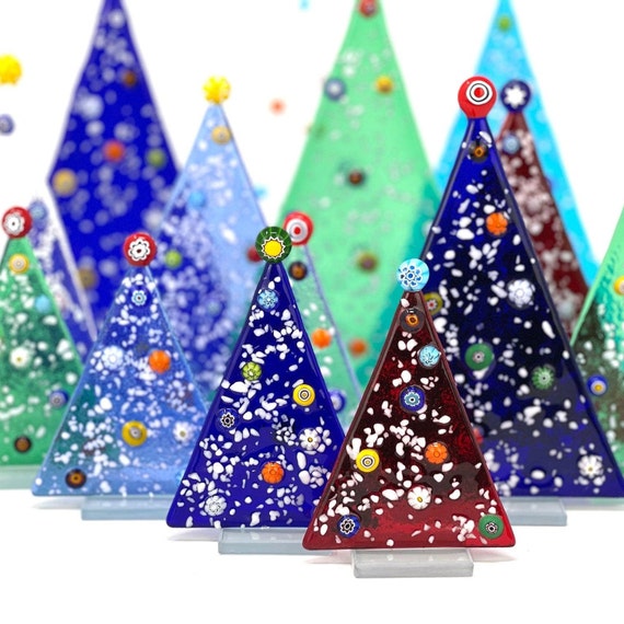Murano Glass Christmas Trees With Millefiori Mosaics LARGE Etsy