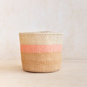 Duotone Sisal Basket Brown/Rose/White