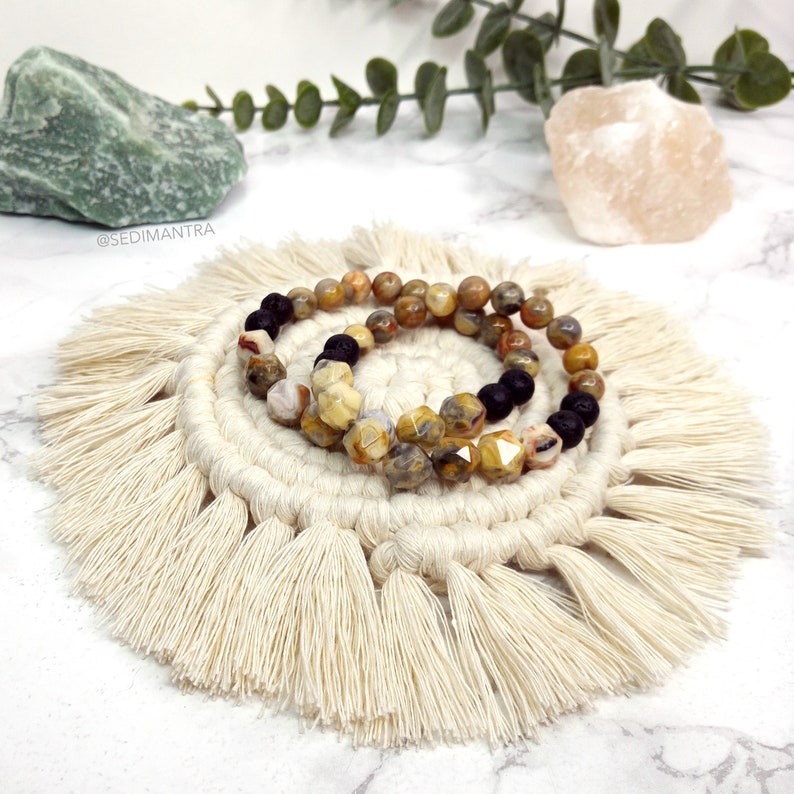 Recycled Cotton Boho Interior Plant Mat Handmade Bohemian House Rustic style Gift Macrame Coasters Chunky Decor Macrame