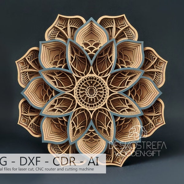 Multilayer Mandala B016, Digital File, CNC, Wall Decor, Wooden Sculpture, Living Room Decor, Laser Cut Template, DXF, AI, Svg, Cdr
