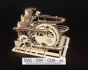 Digital files, Wooden 3D Model - Marble Run, laser cut template, CDR, DXF, decoration, Wooden Constructor, Plywood 3mm