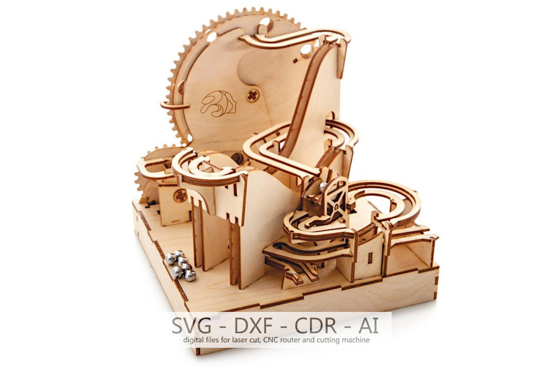 Digital Files, Wooden 3mm 3D Model Marble Run Dragon Coaster, Laser Cut