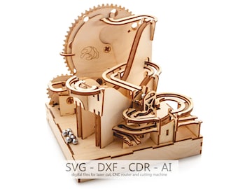 Digitale bestanden, Houten 3mm 3D-model - Marble Run Dragon Coaster, lasergesneden sjabloon CDR DXF decoratie Houten Constructor, Digitaal bestand