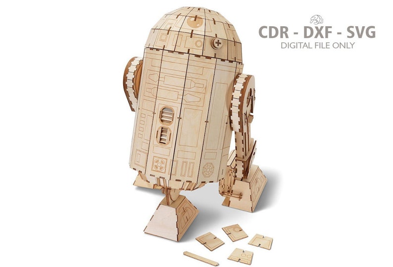 Laser cut files Wooden 3mm 3D Model Star Wars R2D2 3D Etsy
