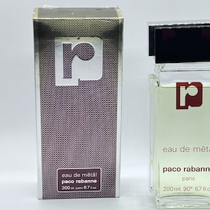 Eau de Metal (1986) Paco Rabanne Eau de Toilette 200 ml/6.7 fl.oz. Splash (Not Spray) Women&#39;s Fragrance Rare Vintage