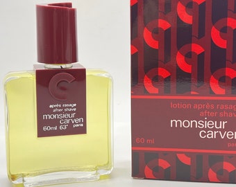 Monsieur Carven (1978) by Carven After Shave 60 ml/2 fl.oz. Splash (Not Spray) Boxed Very Rare Pre-Barcode