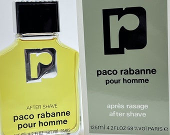 Vintage &quot;R&quot; Paco Rabanne Pour Homme&quot; (1973) by Paco Rabanne After Shave 125 ml/4.2 US fl.oz. Splash (Not Spray) Never Opened, Never Used