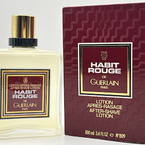 Vintage "Habit Rouge" (1980) Guerlain After Shave Lotion 100 ml /3,4 US fl.oz. Splash (Not Spray) Hard to find Original in Box