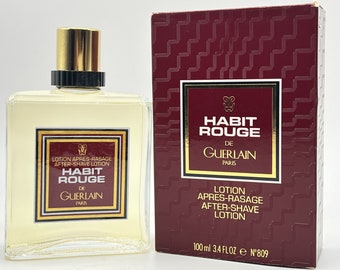 Vintage Habit Rouge Guerlain After Shave Lotion (1980) - Splash, Original in Box