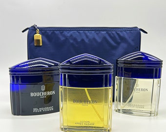 Vintage Boucheron Pour Homme Travel Set: After Shave, Gel Moussant, Deodorant
