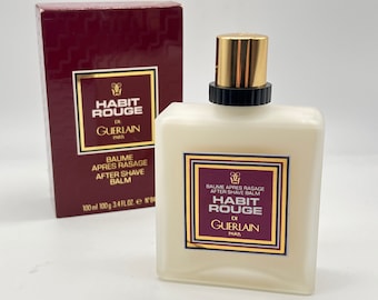 Vintage Habit Rouge Guerlain After Shave Balm - 1980s Splash