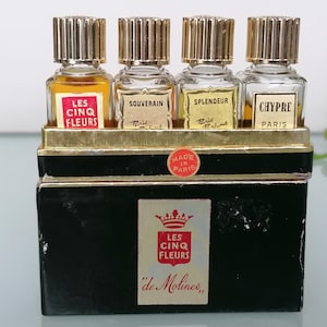 Vintage Les Cinq Fleurs de Molines (1950) Parfum / Extrait  5 ml Set x4 Fragrances  Gift Idea