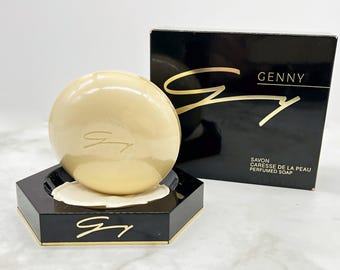 Jabón perfumado Genny vintage con plato - Fragancia para mujer de los años 80