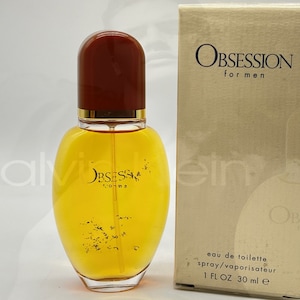 Obsession for Men (1986) Calvin Klein, Eau de Toilette 30 ml/1 fl.oz. Natural Spray, Distributed by Calvin Klein Cosmetics