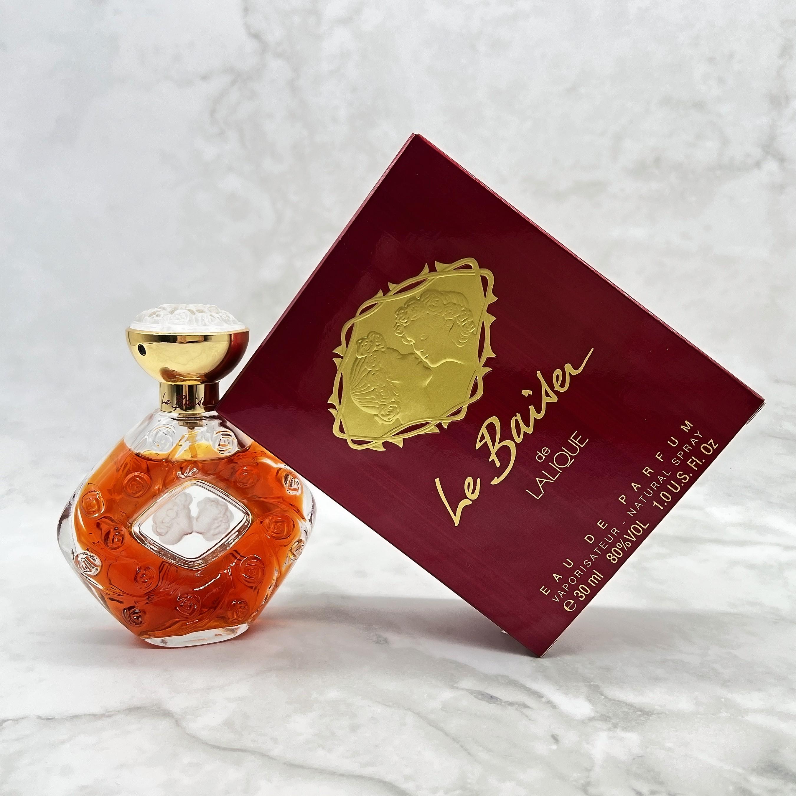 Vintage Lalique Le Baiser Perfume , 90s Eau De Parfum Spray