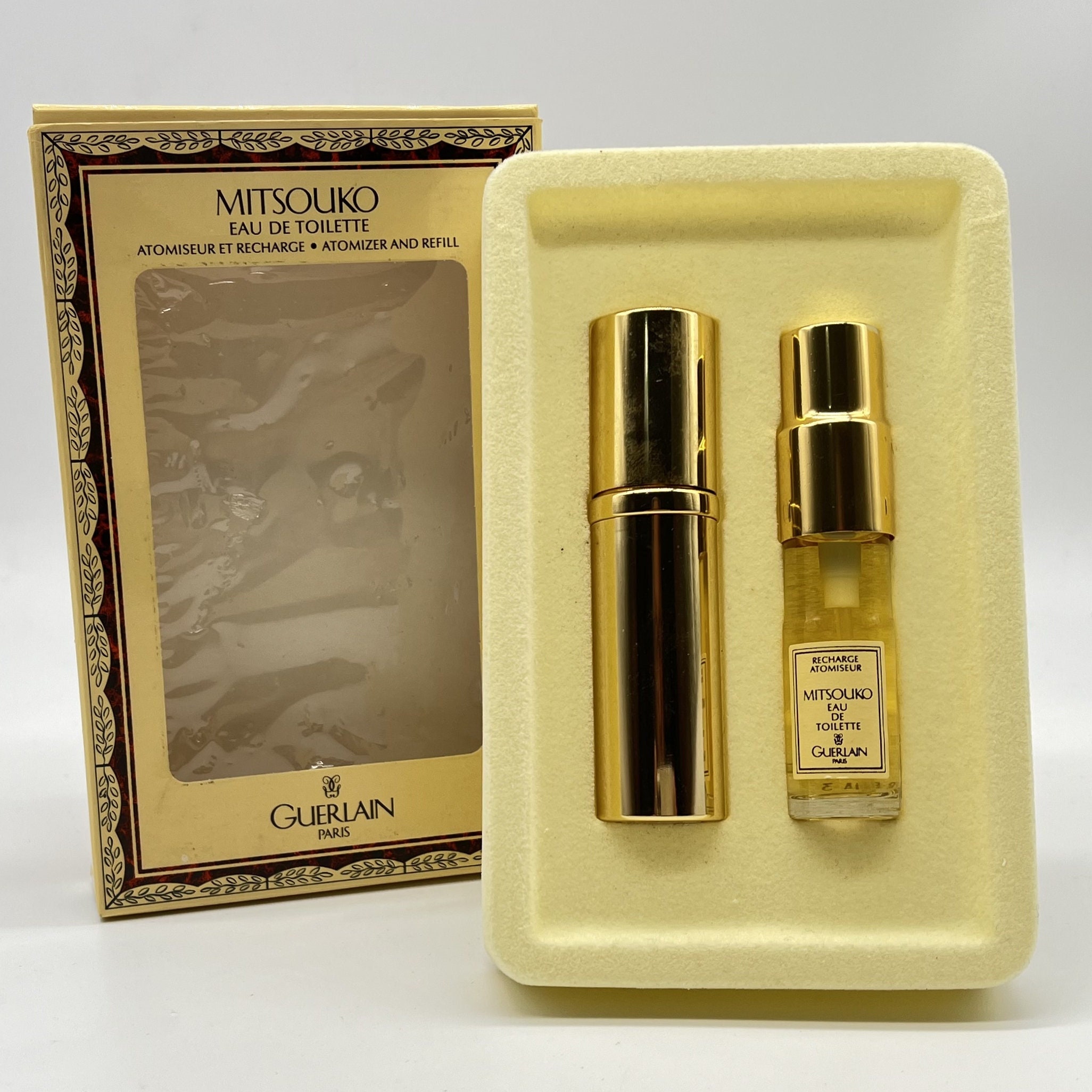 Vintage Mitsouko Guerlain Travel Set: Eau De Toilette Atomizer