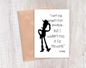 Personalized Toy Story Birthday Card, Congratulations Card, Shower gift, Woody Birthday Card