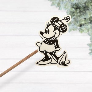 Pegatina dibujada a mano de Minnie Mouse, pegatina de vinilo laminado impermeable inspirada en Disney, calcomanía lap top, lindo regalo